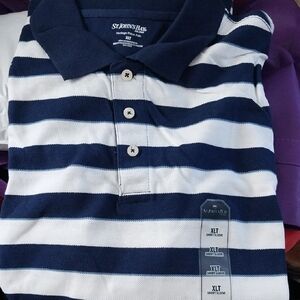 St. John's Bay Mens' Navy & White Striped Polo Shirt